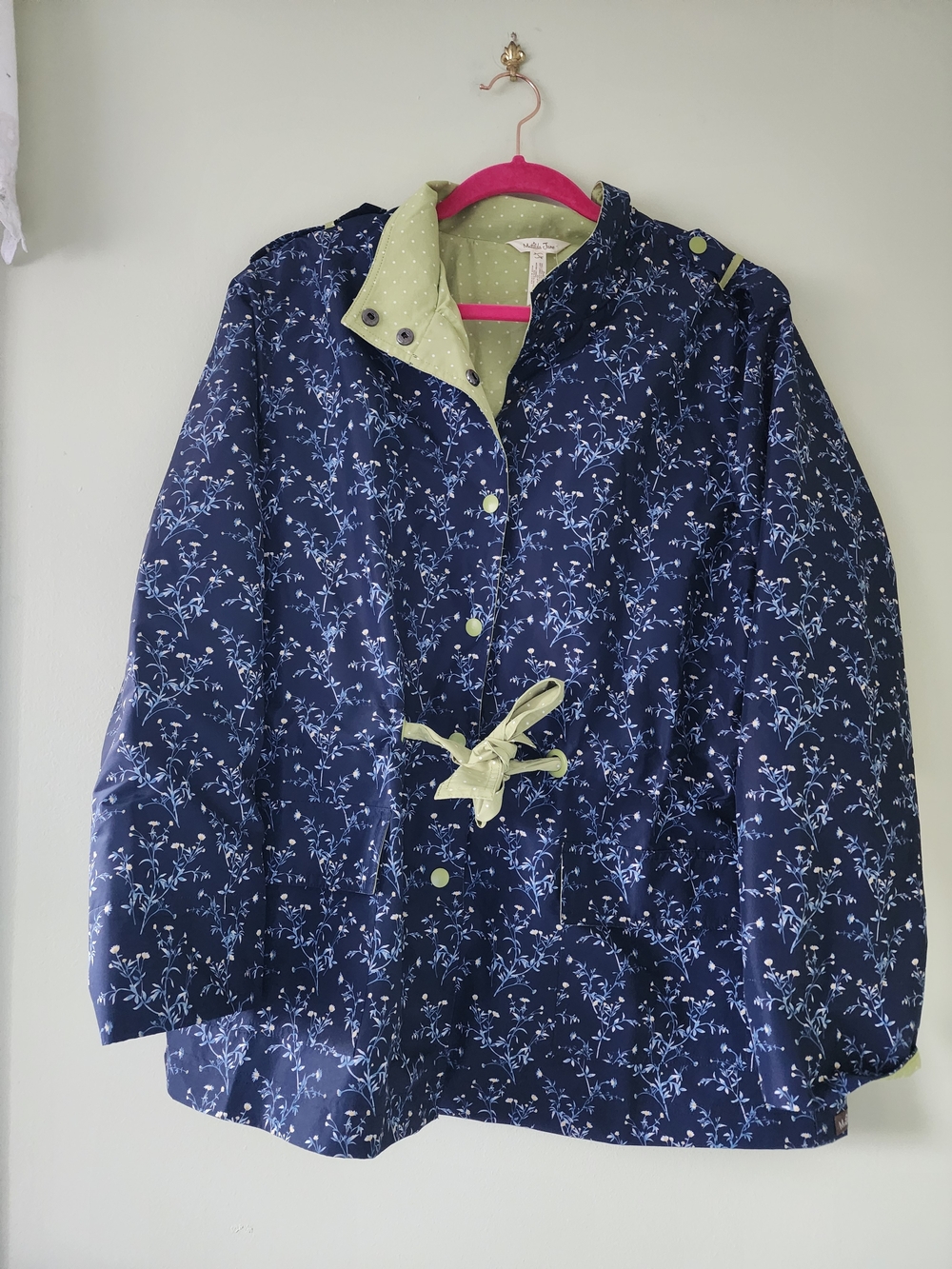NWT Matilda Jane Navy Floral Raincoat with Lime Trim